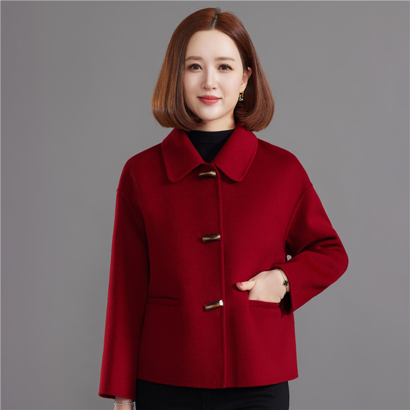 Middle-aged Women's Wool Coat Short Short-style Small-size Mother-in-law Wedding Dress Double-sided Wool Coat