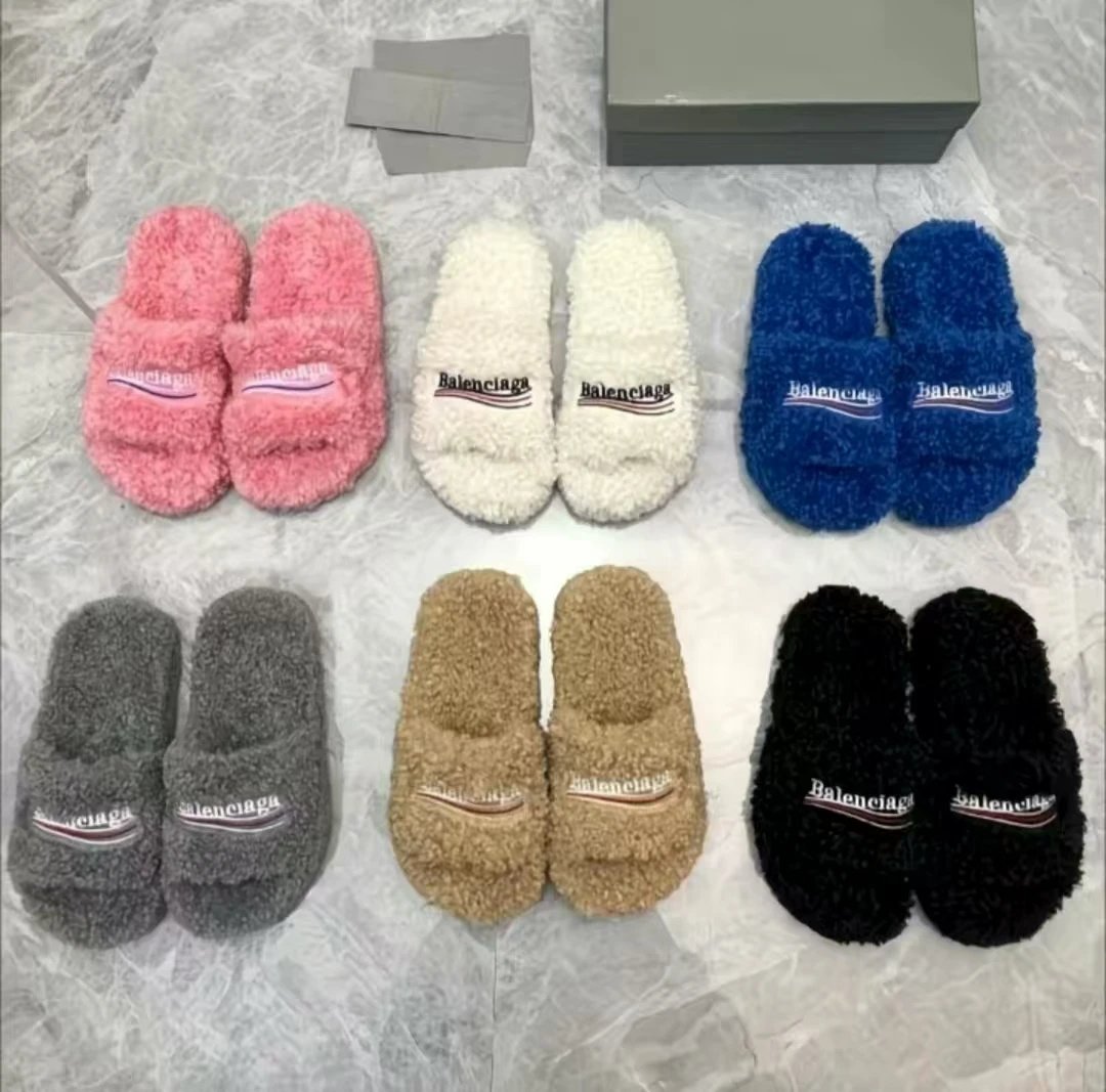 Balenciaga fluffy slippers