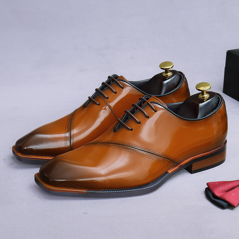 [Big Sale] Suit Leather Shoes Men's Formal Shoes Men's Cowhide Genuine Leather British Easiest for Match Trendy Groom Business Men's Shoes