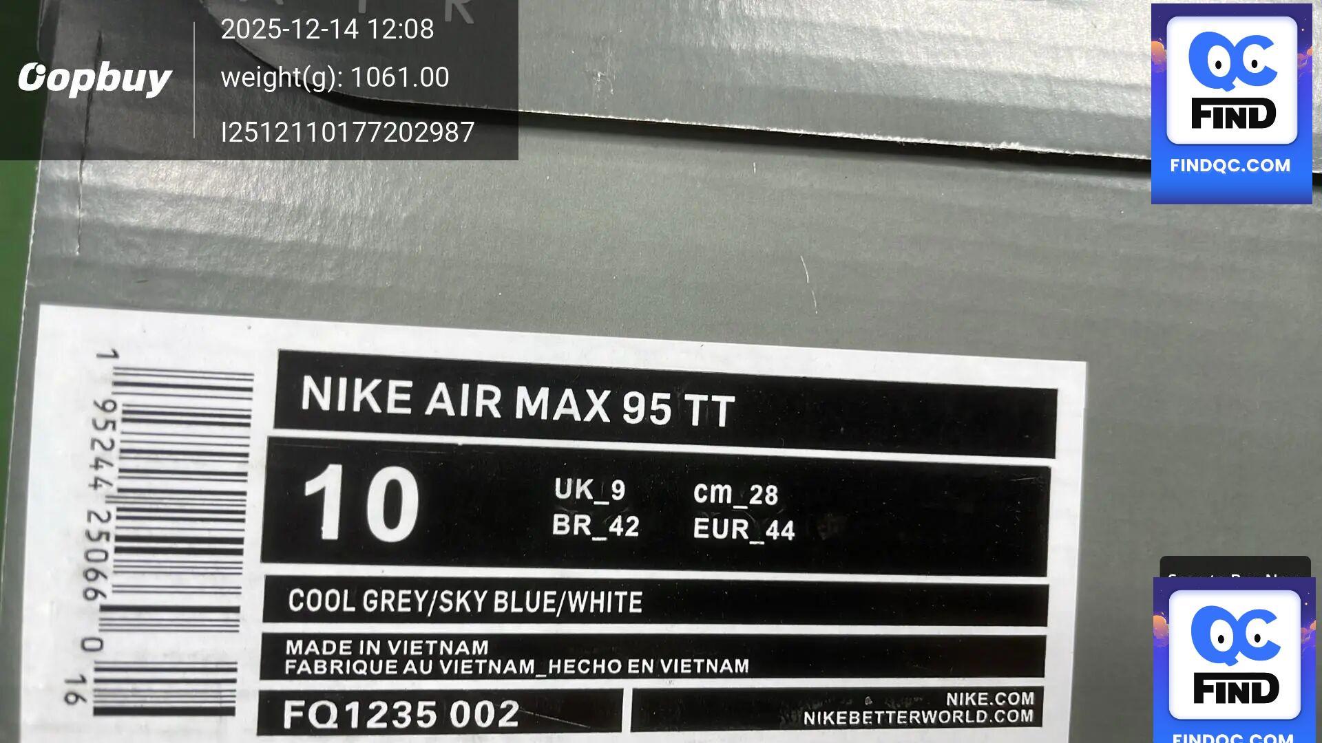 Nike Air Max 95 TT Cool Grey Sky Blue White — QC 照片 3