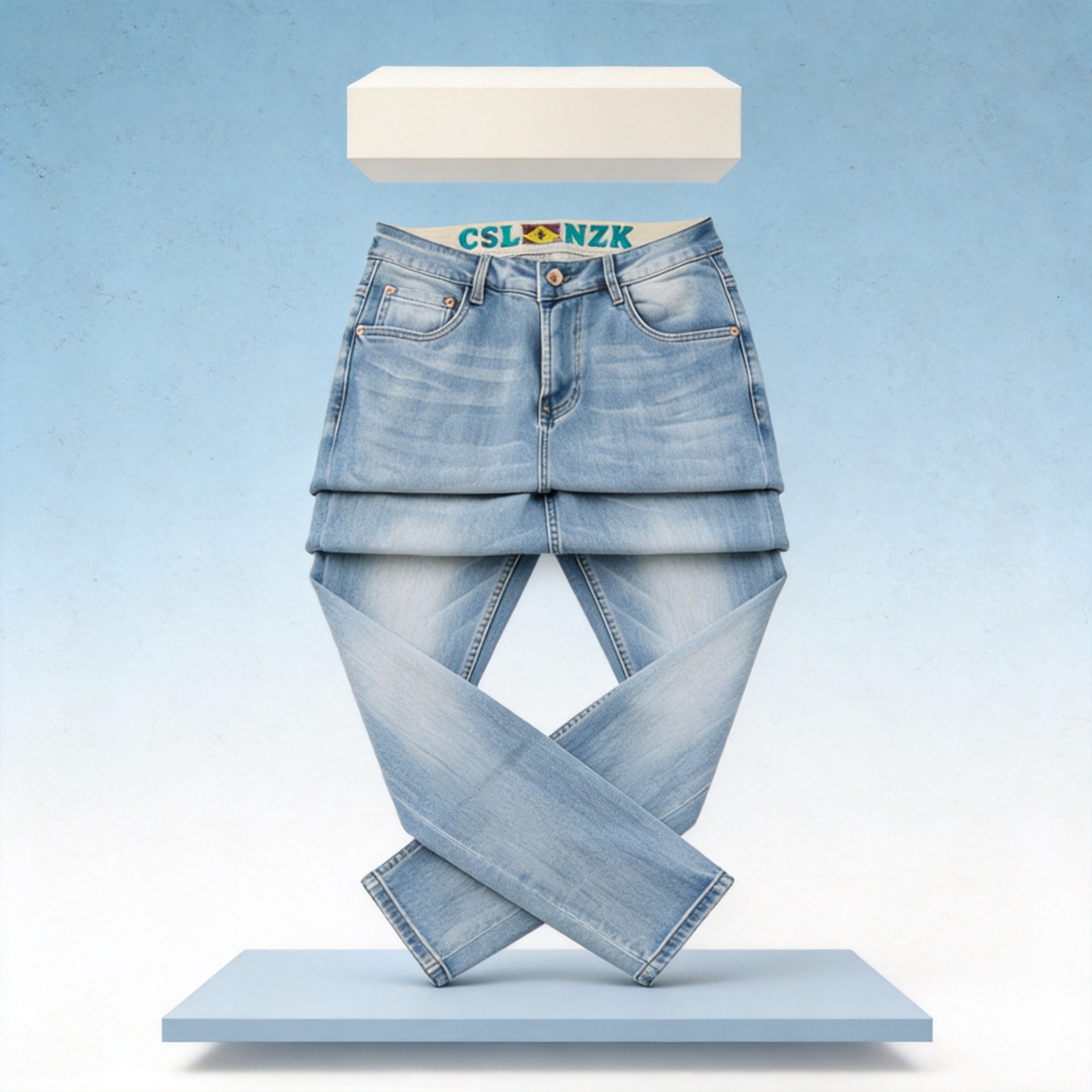 Spring and Summer Men's High-End Embroidered Korean-Style Stretch Slim-Fit Versatile Cropped Jeans for Petite Individuals