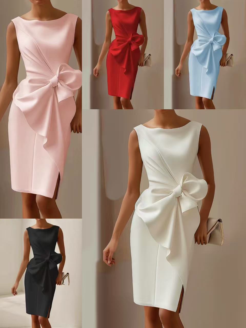 2025 New Cross-Border European and American Style Solid Color Dress, Elegant and Stylish Design Solid Color Fashion Dress