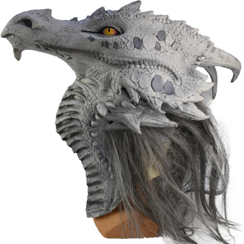 Dragon Head Set Zodiac Dragon Animal Latex Mask Tyrannosaurus Rex Dinosaur Latex Mask Amazon White Dragon Dragon Mask