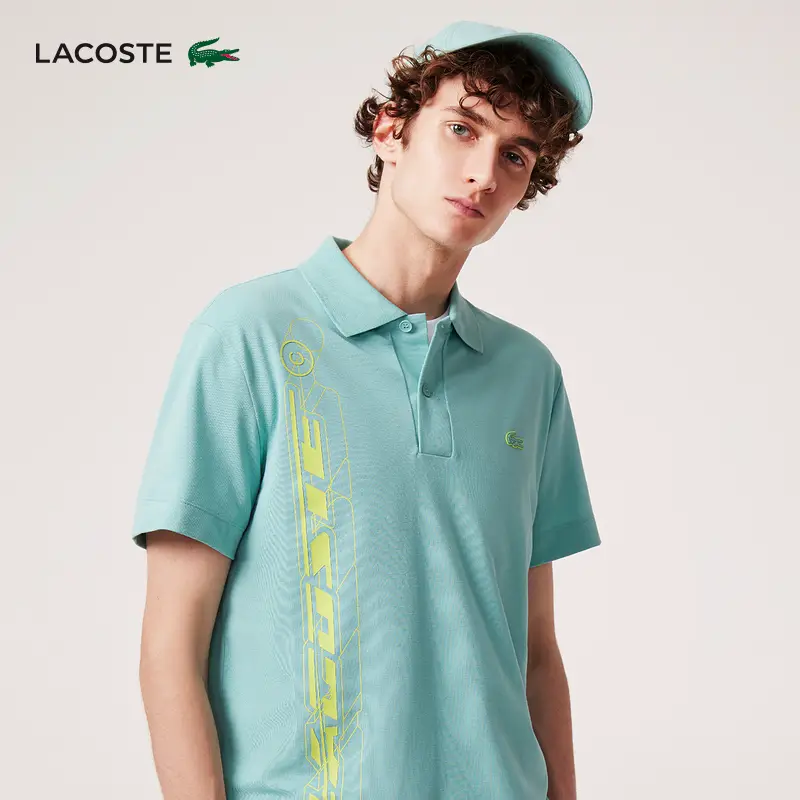 Lacoste French Crocodile Men's Athleisure Plaid Right Shoulder Short Sleeve T-Shirt Polo Shirt | Ph5526