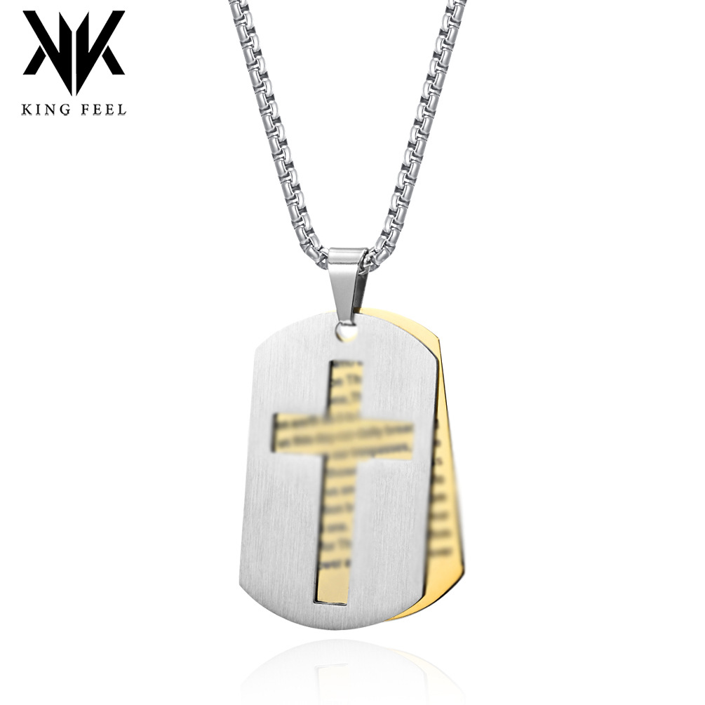 Amazon Hollow Cross Military Brand Necklace Stainless Steel Stacked Double Cross Prayer Dog Brand Pendant Design