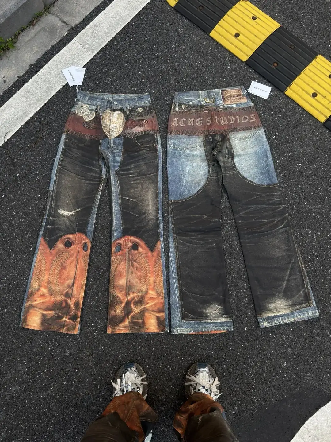 A-复古3D印花牛仔裤=bymase
