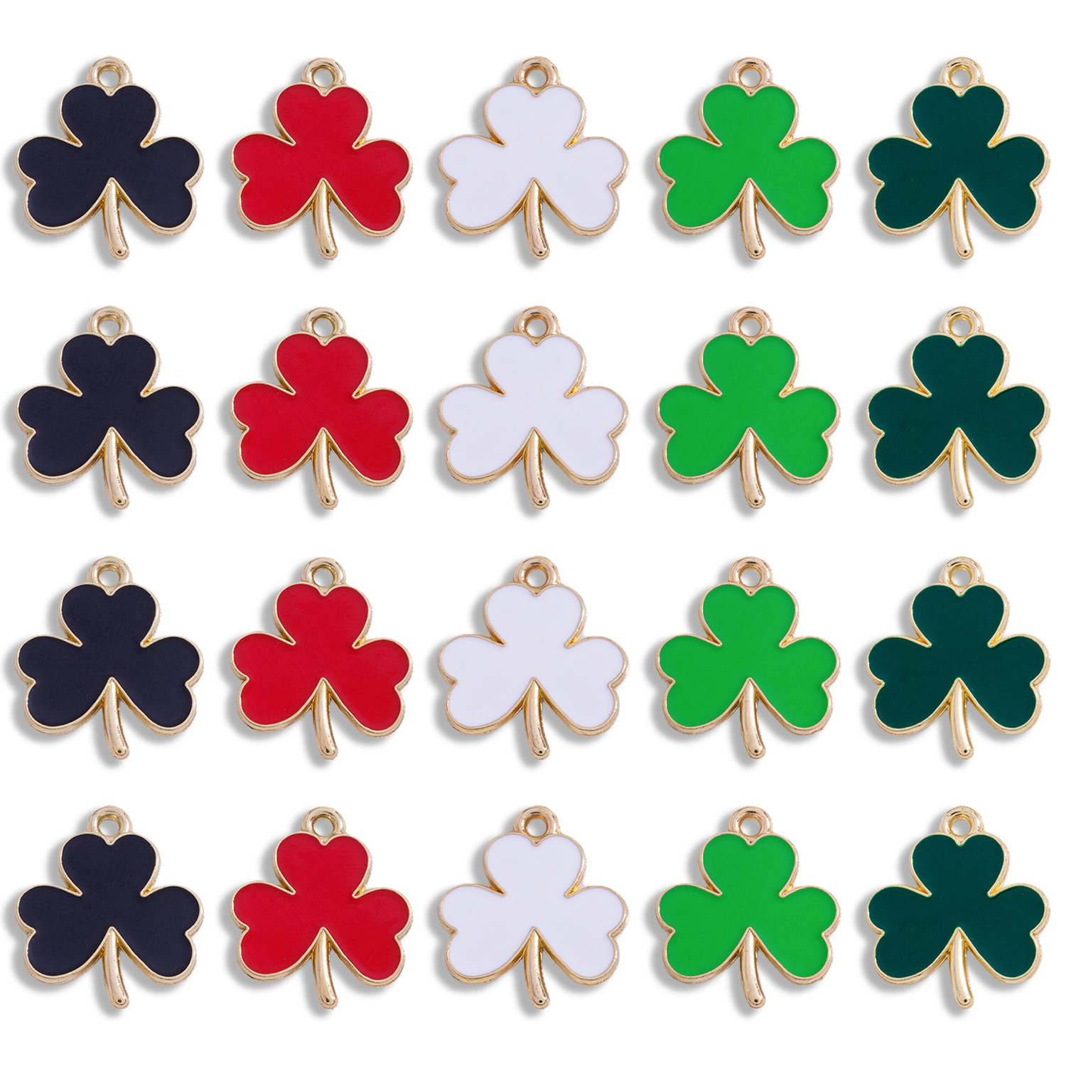 Cross-Border Hot-Selling Multi-Color Enamel Lucky Clover Pendant DIY Alloy Jewelry Accessories Necklace Keychain Pendant