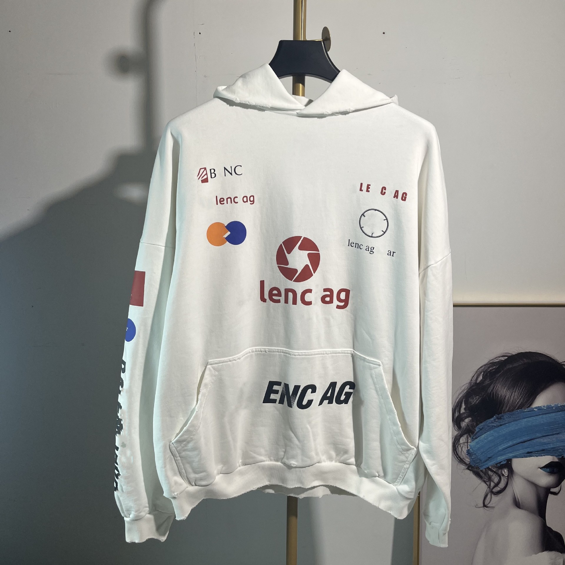 Correct version BL 23 new terry hoodie customized dyed Fabric OS drop shoulder loose sweater