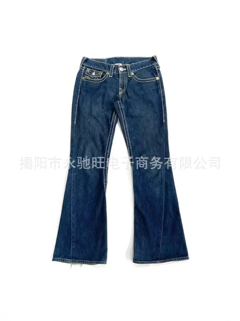 春秋季新款时尚百搭长裤个性街头美式复古宽松阔腿喇叭牛仔裤男女