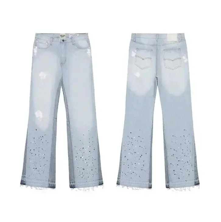 /Speaker splashed ink graffiti splicing hole casual loose jeans