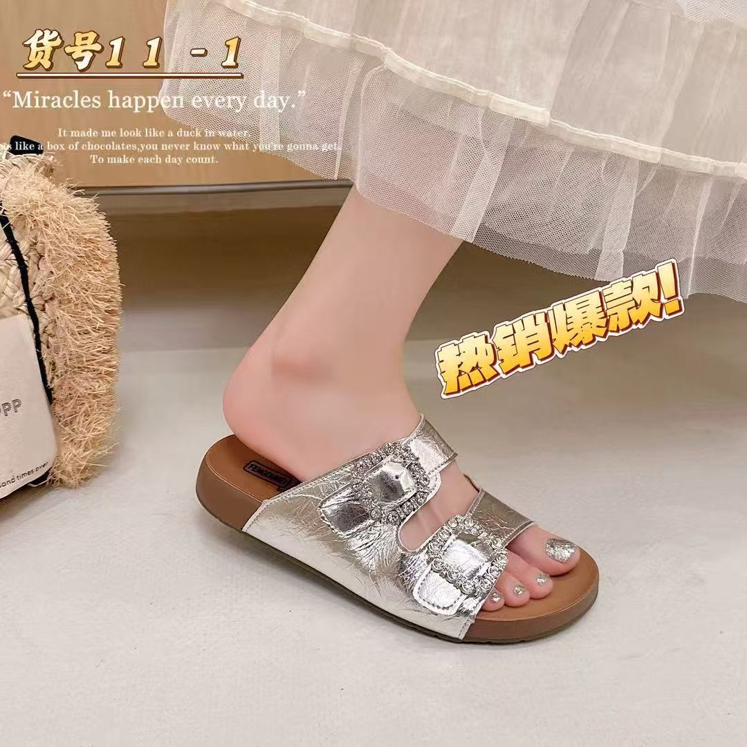Hui Liya 11-1 Sandals Birkenstock Slippers for Women Summer Outdoor Rhinestone 2026 New Thick-Soled Fashion Summer Casual Slide Sandals