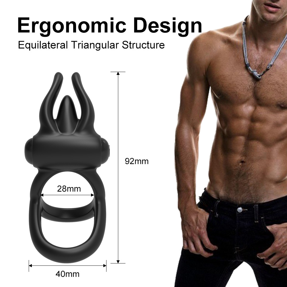 Factory wholesale Three Ring vibration bullet lock Semin ring sex products husband and wife resonance penis men and women share adult products