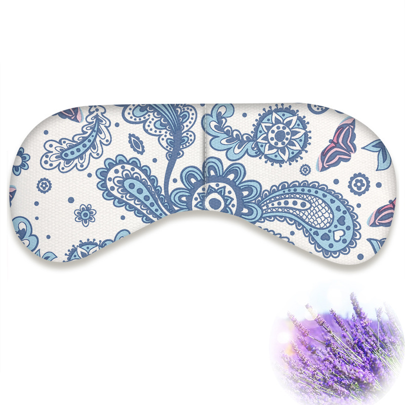Cotton and linen printing microwave heating yoga eye pillow lavender flax seed filling hot compress bag shading sleep eye mask