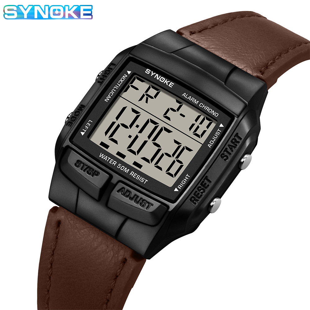 Factory goods SYNOKE Square Classic Retro Belt Sports Electronic Watch Student Men's Multifunctional Waterproof