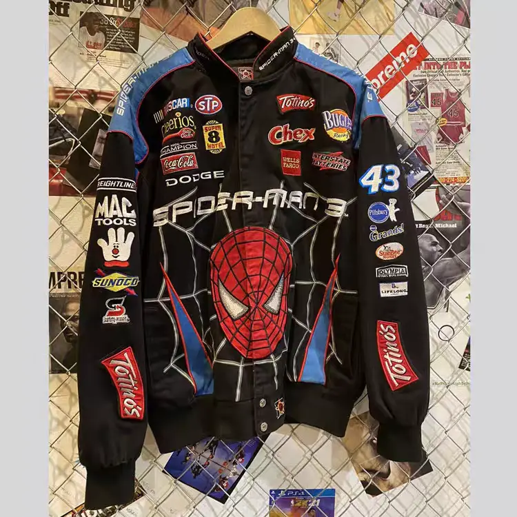 Dudack European and American Trendy Brand Unisex Baseball Jacket Retro Design Loose Coat Spider-Man Jacket