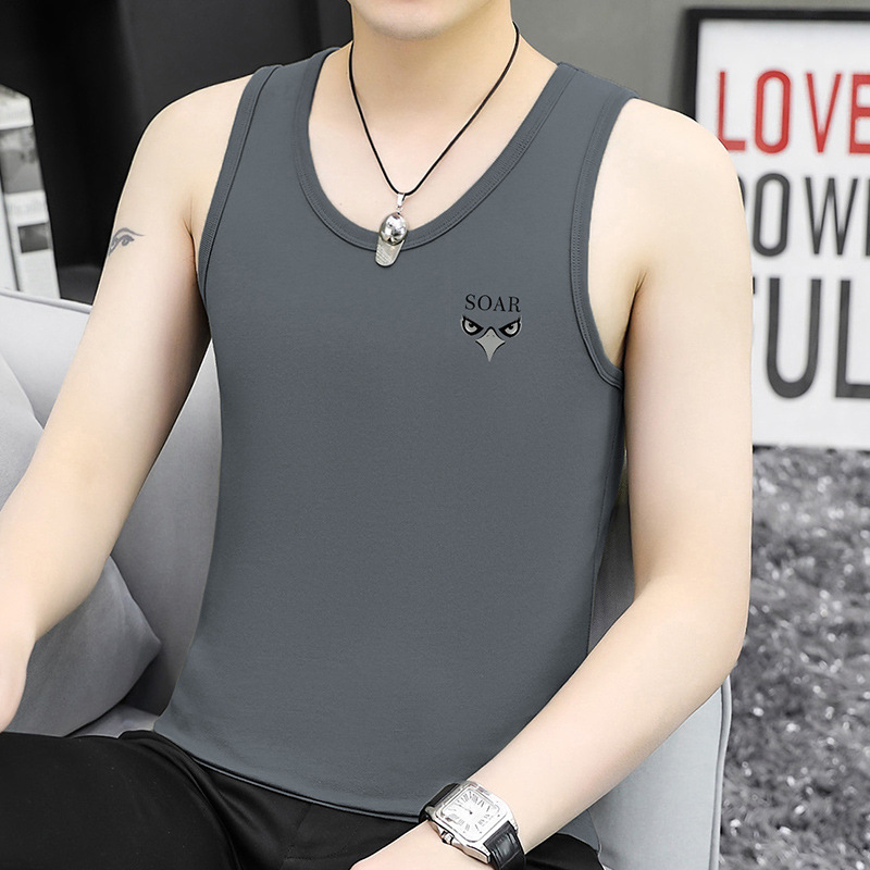 Men's Vest Pure Cotton Sleeveless T-Shirt Summer Thin Fitness Hurdle Basketball Sports Vest Cotton Camisole Sweatshirt