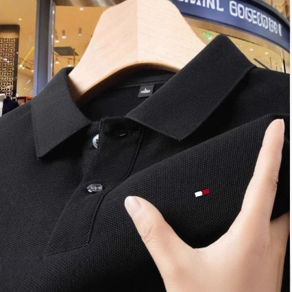 Xinjiang Long-Staple Cotton 100% Cotton Men's Fashionable Business Lapel Polo Shirt Foto QC de 1688 na Qualit.ly