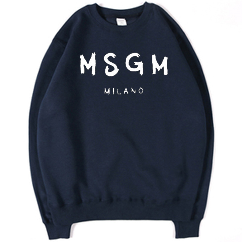 European and American Trend New MSGM Letter Printed Round Neck Sweater Men's Student Pullover Top Fleece Sweater