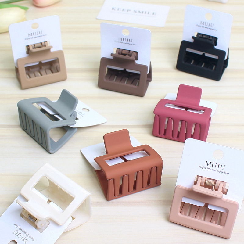 K-Style of Ins Hair Accessories 5cm Small Square Frosted Versatile Grabber Ps Material Card Set Simple Back of the Head Hairpin Headwear