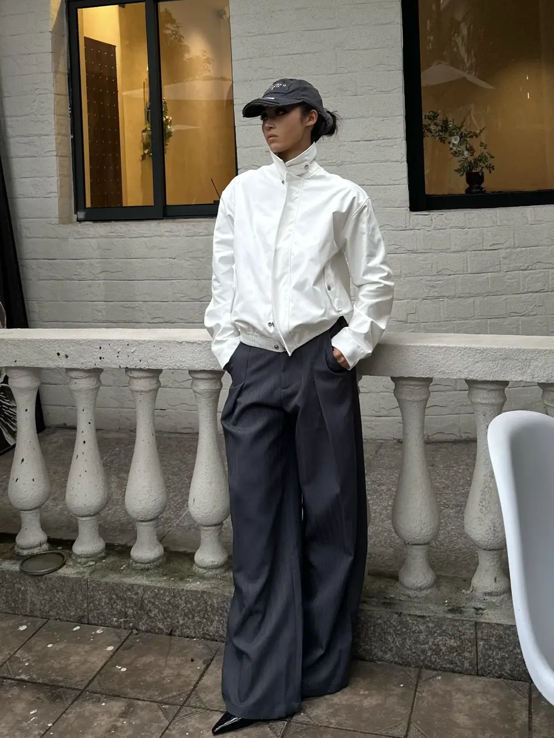 Xanvas White Striped Reversible Intellectual Harrington Jacket, Old Money Style, Simple and Versatile for Commuting