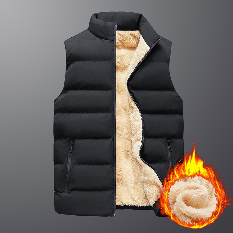 Lambskin Vest Men's Autumn and Winter Middle-aged and Elderly Dad Collar plus size Casual Sports suit Thickened Coat Warm