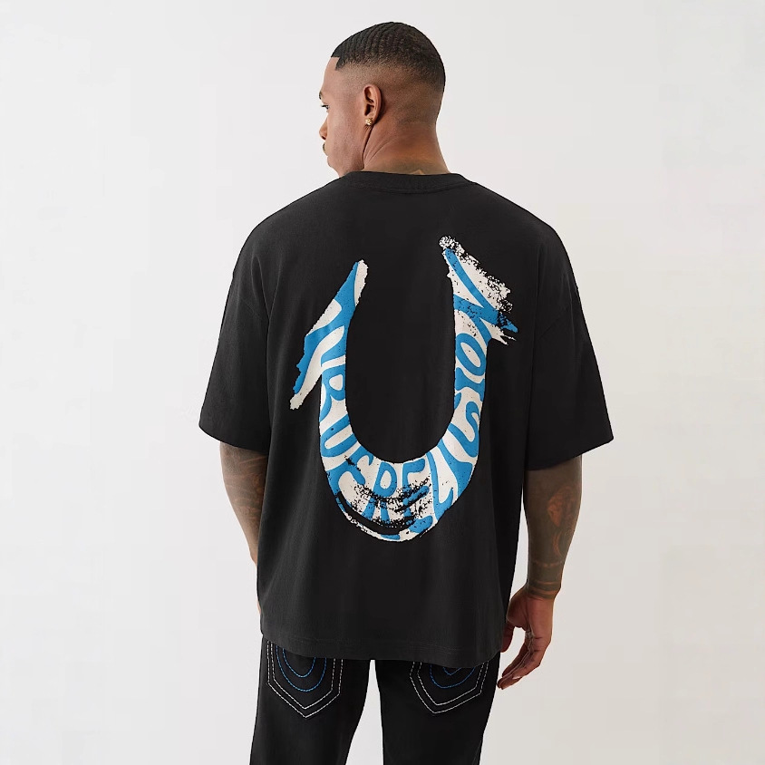 Long-Term Trendy True Religion Classic Printed Cartoon Letter Short-Sleeved T-Shirt Summer High Street Street Trend