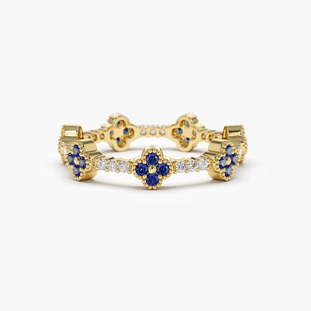 S925 Sterling Silver Zircon Four-Leaf Clover Ring for Women, European and American Light Luxury Style, Unique and Versatile, High-End Stackable Ring