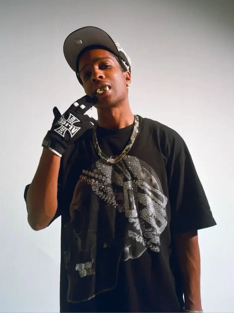 Alice Hollywood Cross Logo Motorcycle Gloves with Velcro Adjustment, Same Style as Asap Rocky