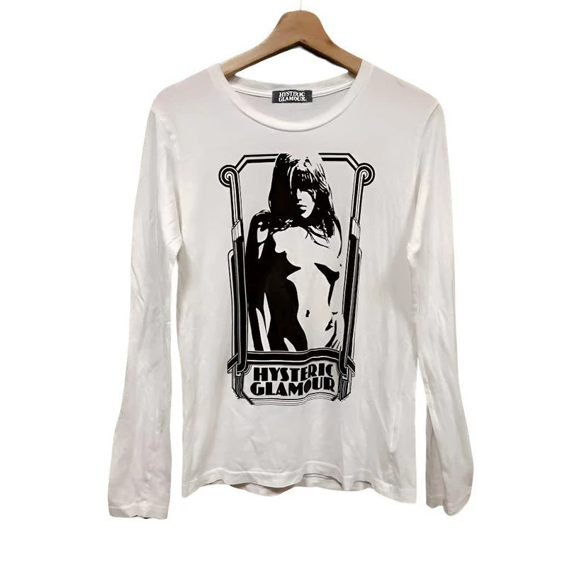 Hysteric Glamour Retro Border Portrait Hysterical White Long Sleeve T-shirt Printed Pattern