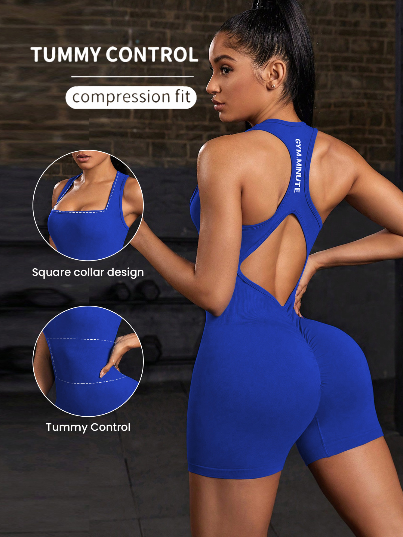 Cross-border European and American Seamless Beautiful Back Jumpsuit for Women, High-elastic Tight Yoga Clothes, Butt Lift, Breathable Sports Fitness Clothes, Short Style