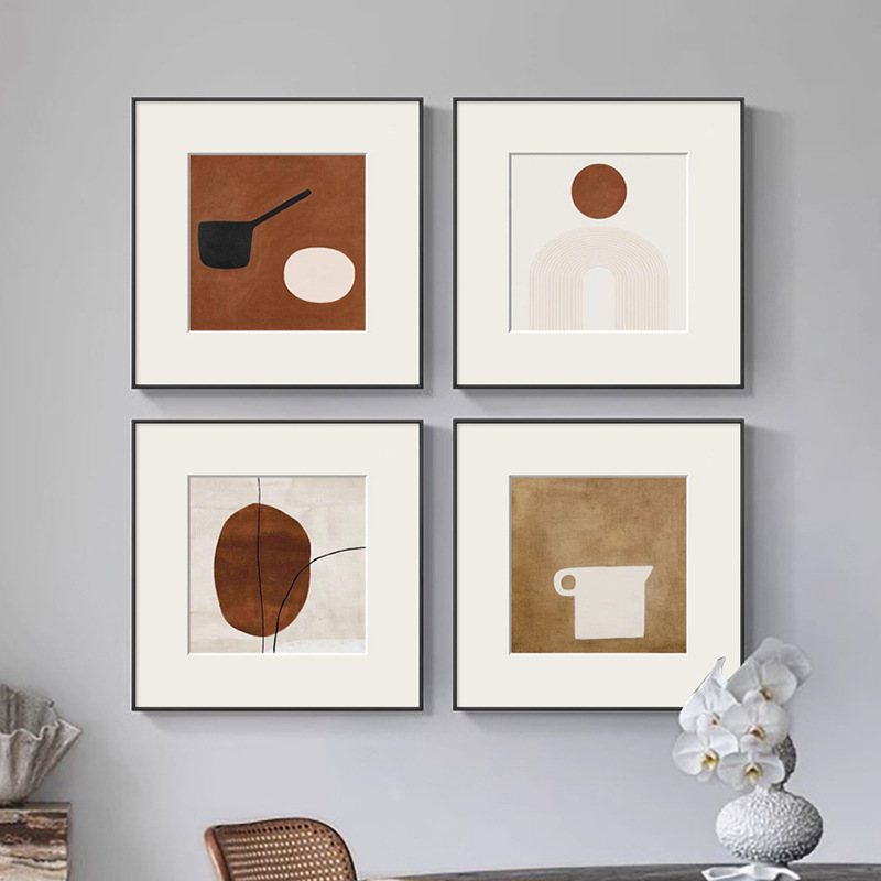 Hotel and B&B Hanging Paintings Nordic Abstract Geometric Line Art Morandi Living Room Decorative Painting Antique Style Combination
