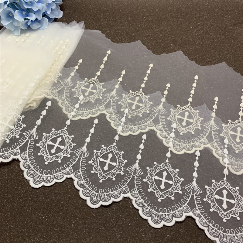 Love Holy Cross Gothic Wind Mesh Embroidery Lace Children's Clothing Women's Clothing Lace Accessories Width 18cm