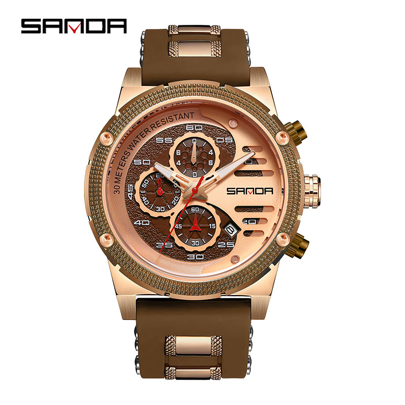 Sanda Brand Live Broadcast Popular Watch Men's Three-Eye Six-Pin Luminous Waterproof Men's Watch Business Sports Quartz Watch