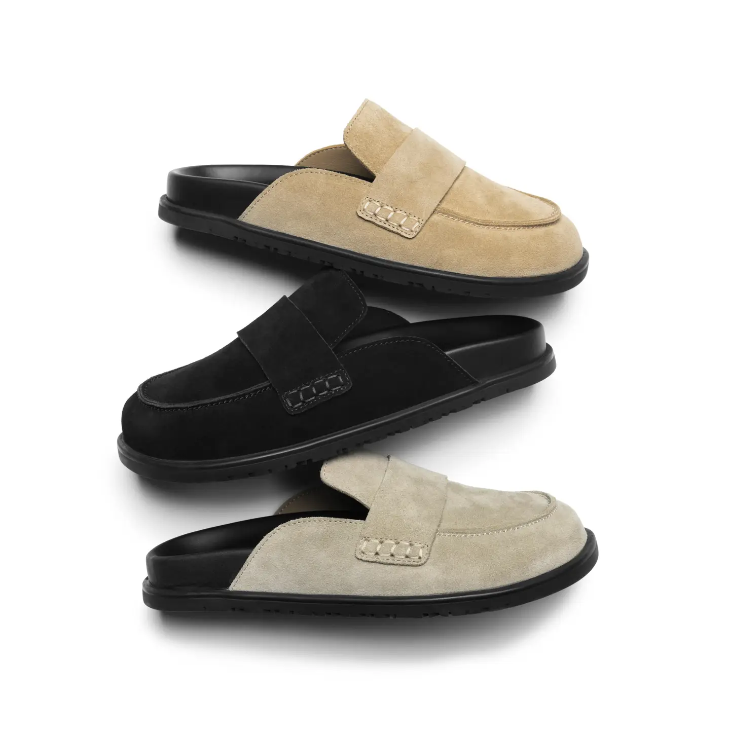 Deserto Italian Cowhide Toe Mule Mule Slippers Suede Lazy Boken Shoes for Men and Women Work Clothing Shoes