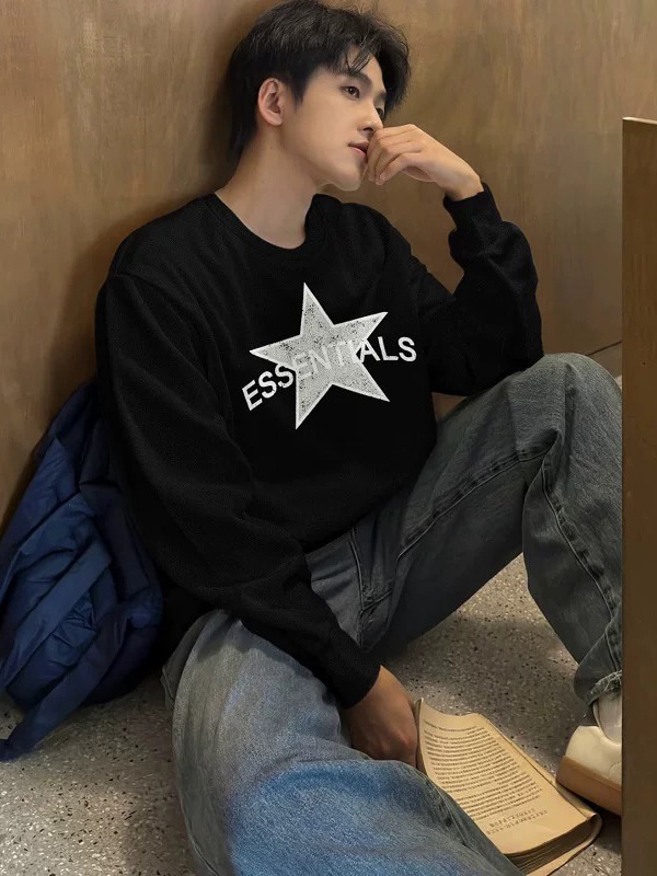 Fog Stack Essentials American Fashion Brand Fear of God Fleece-Lined Men's Couple's Crewneck Sweatshirt