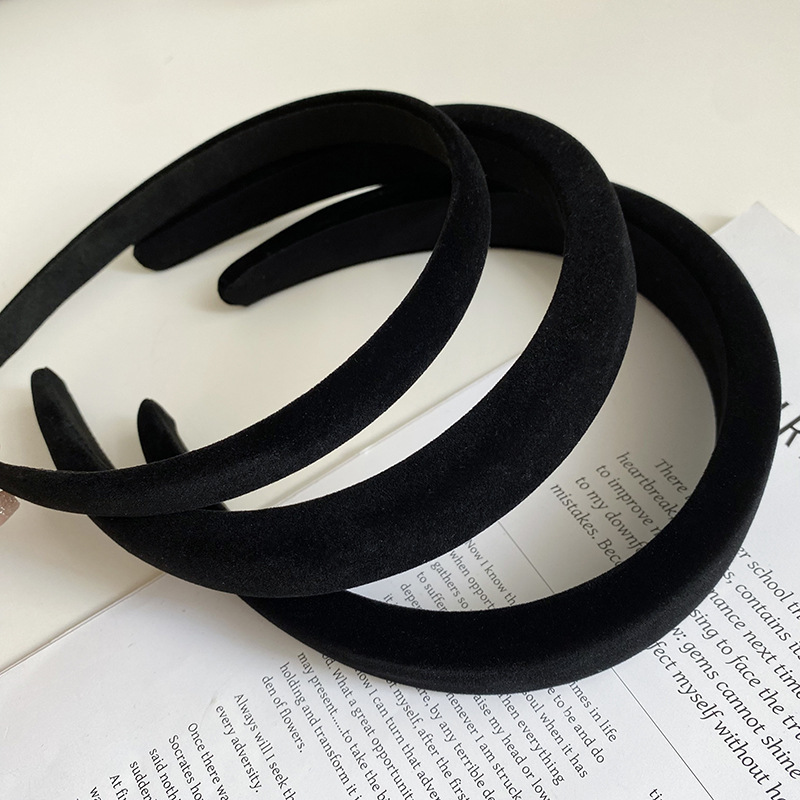 Black Small Fragrant Style High Skull Headband Hairpin High-End Sponge Headband Korean Simple Face Wash Hair Cave Female Hair Accessories