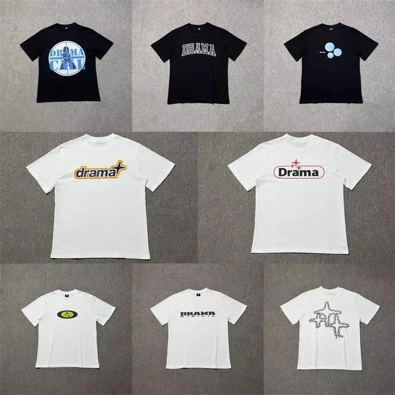 Drama Call New Graffiti Letter Printing European and American Street Hip Hop Loose Men's and Women's Casual Short-sleeved T-shirt Trendy