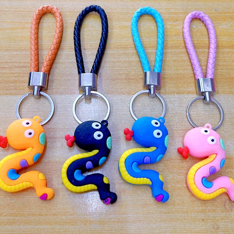 New Three-Dimensional Cute Snake Baby Keychain, Creative Cartoon Woven Key Accessory, Night Market Stall Promotional Gift