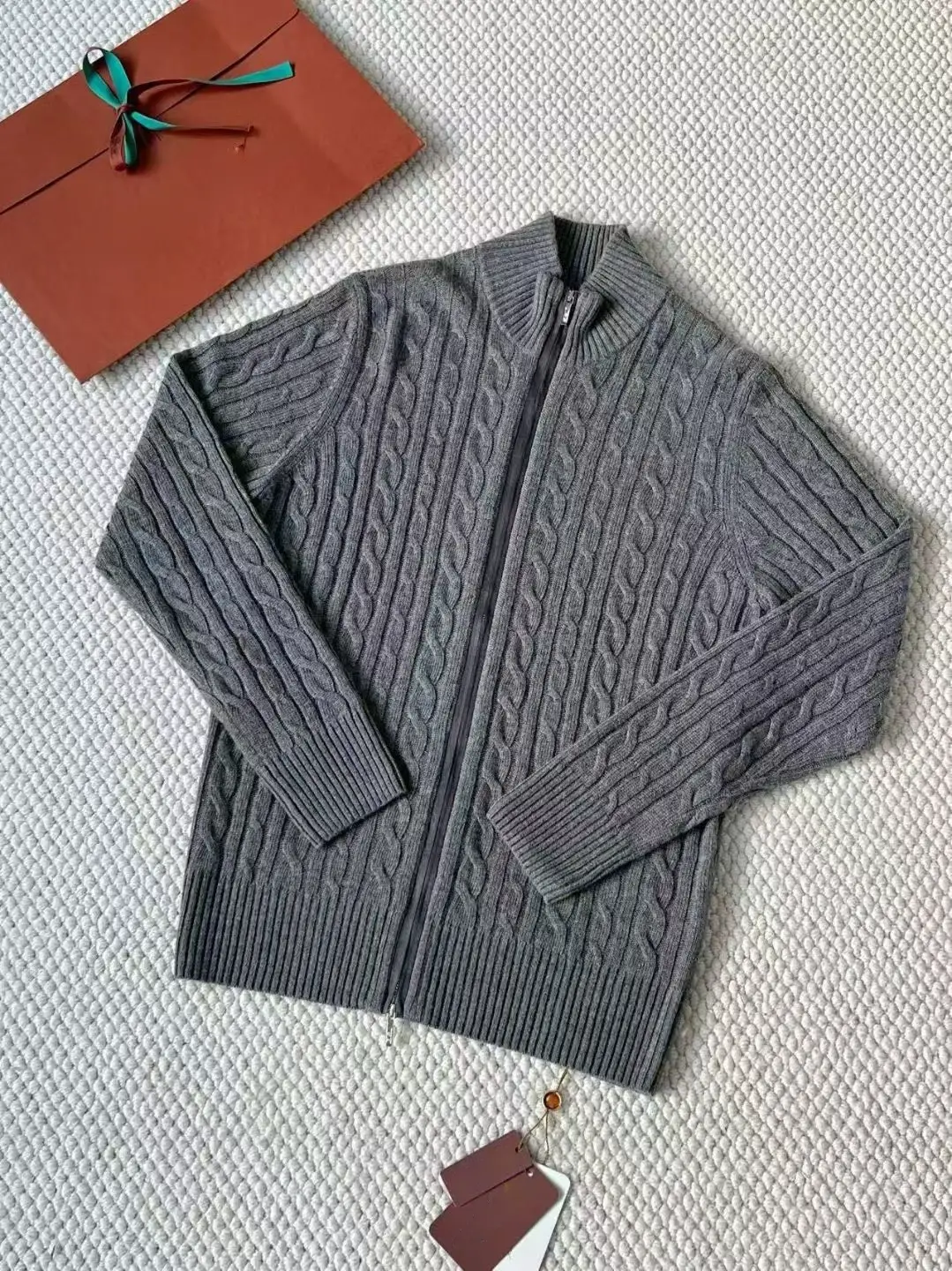Town shop old money L/P Men daily Easiest for match Minimalist half high collar zipper twisted cashmere Sweater Outwear