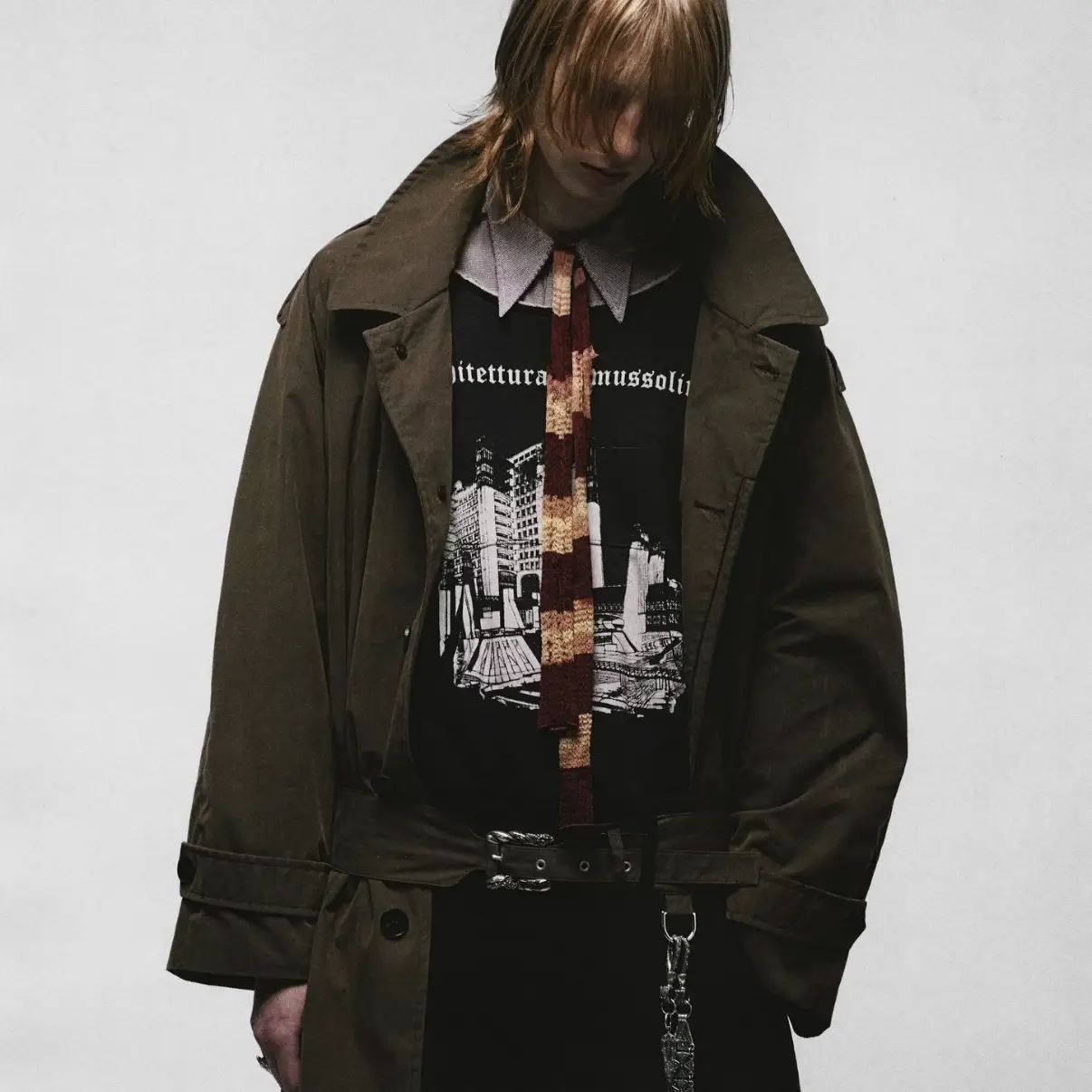 Verd25ss melancholic second-generation Mussolini architecture collarless pullover washed double layered hoodie