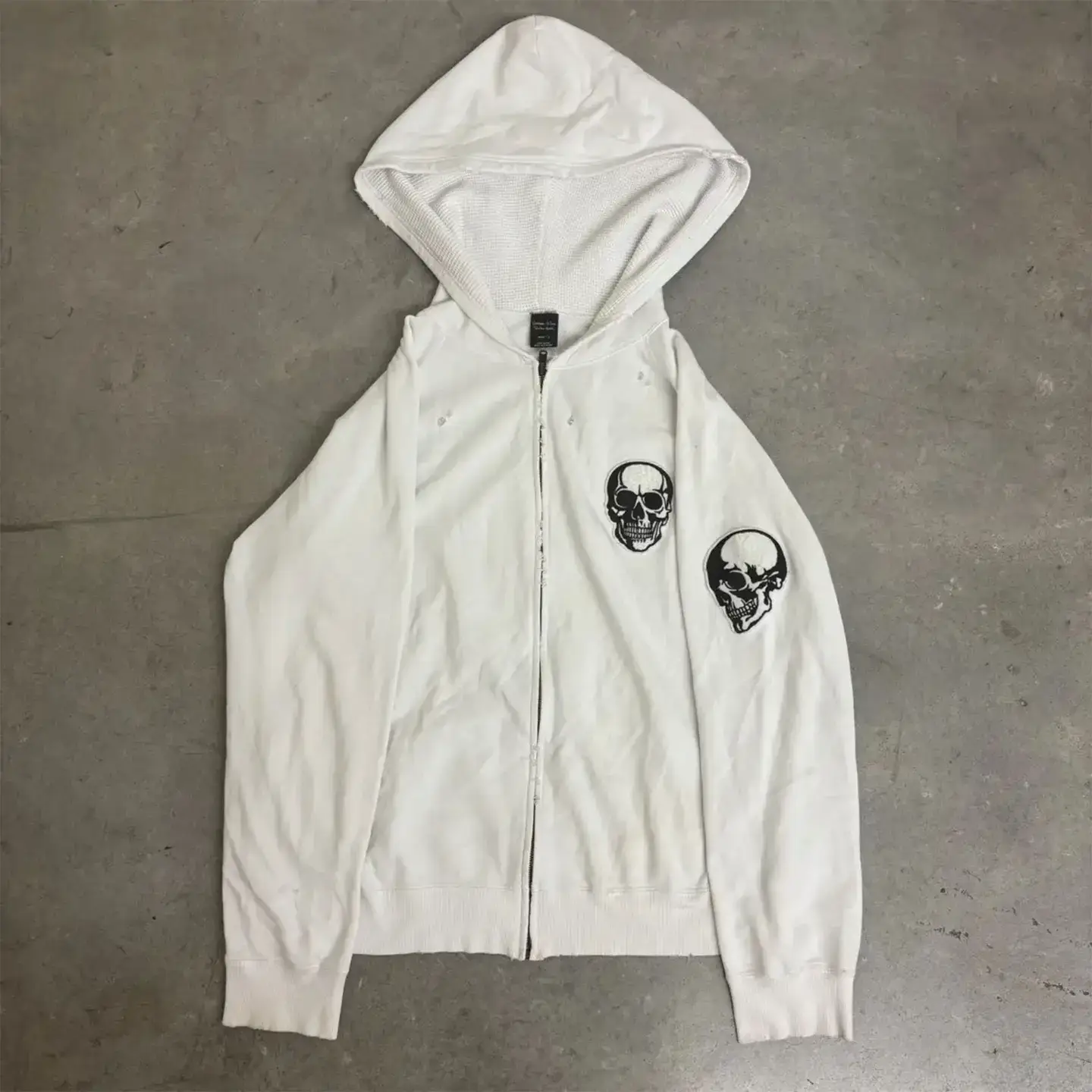 Independent Number(N)Ine Style 04Ss White Skull Felt Embroidered Hooded Jacket Zipper Sports Sweatshirt