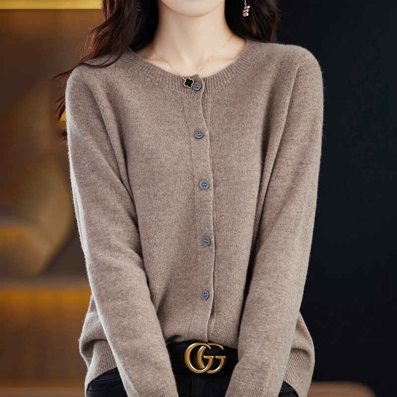 2024 Autumn New Women's Knitwear Sweater Cardigan Women's Crewneck Short Wool Sweater Women's Coat Foreign Trade Batch