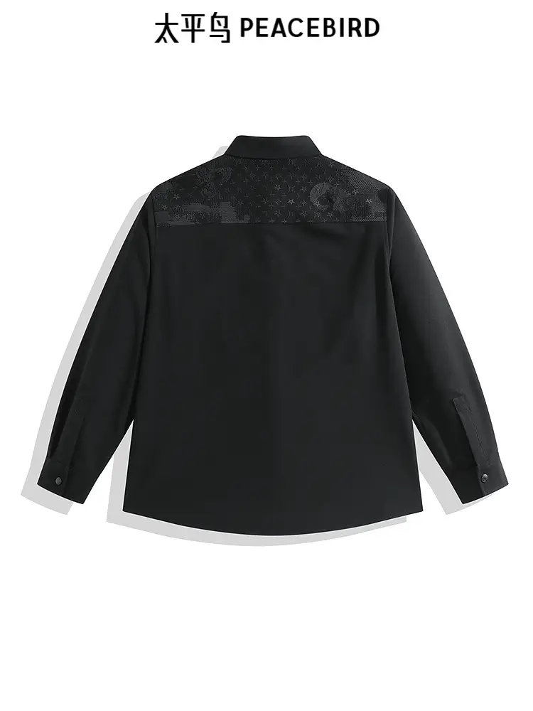 [Same Style in Shopping Malls] Peacebird Men's Outerwear shirt Presbyopia Casual Embroider shirt Men B1Che3320