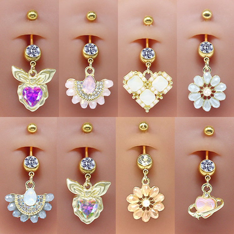 Gaibei European and American cross-border Japanese and Korean sweet navel ring daily all-match navel ring navel nail new simple perforated navel ring