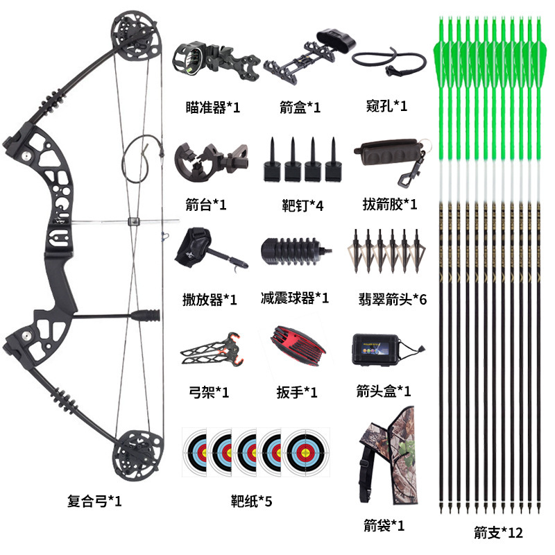 Amazon's Same Entry-Level Composite Pulley Bow and Arrow Novice Archery Accessories Complete Adjustable Tension Competitive Bow and Arrow