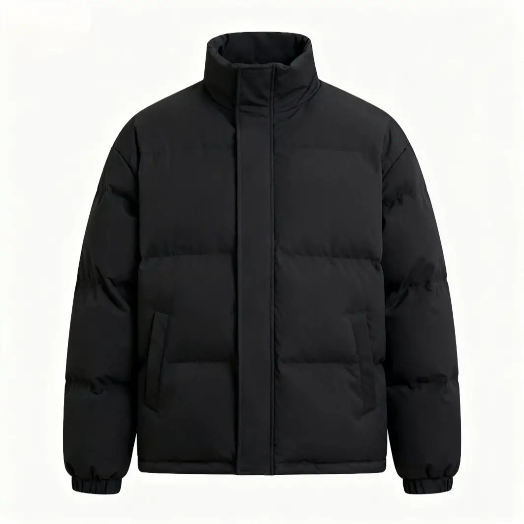 Front Collar with Blue Hook Inside, Curved Yellow Circle All Around, Blue Stand-Up Collar Cotton Jacket 44112806