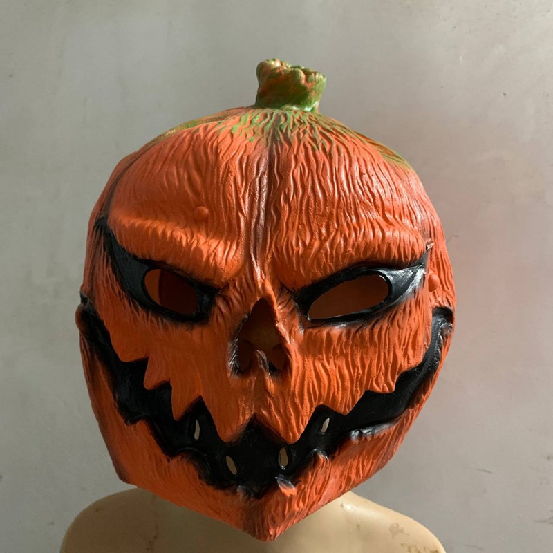 Cross-border pumpkin mask Halloween evil devil cospla latex headgear horror props ghost pumpkin headgear