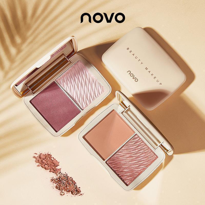 Novo Two-Color Contouring Powder, Natural Stereo Non-Removing Makeup, Blush and Highlight All-In-One Makeup