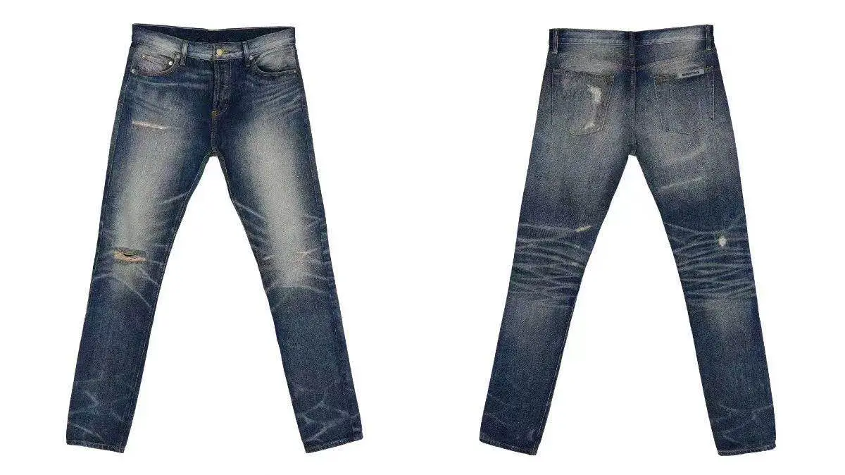 Fengyou Boutique Fog Essentials New arrival Double Line High Street Trendy Washed Distressed Holes Denim