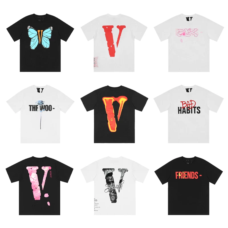 Big V Short-Sleeve 2025 Friends Collaboration Butterfly Cherry Blossom Rose Print Loose Unisex Couple T-Shirt Summer Foto QC de TAOBAO na Qualit.ly
